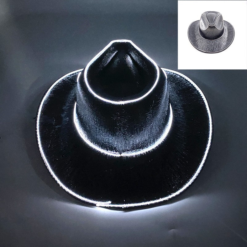 Wireless LED Western Cowboy Hat Light Up Cowboy Hat Disco Bride Pink Cowgirl Hat Concert NightClub Wedding Costumes Accessories