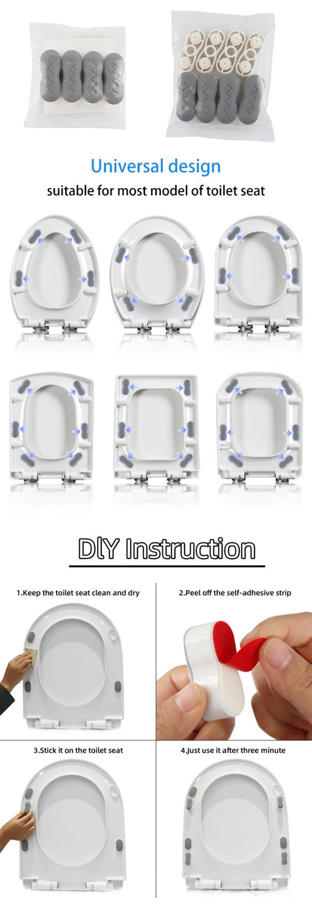 4pcs Universal Toilet Lid Cushion Anti-slip Gasket Toilet Seat Pad Buffers Stop Bumper Shock Absorber Bathroom Toilet Seat Kits