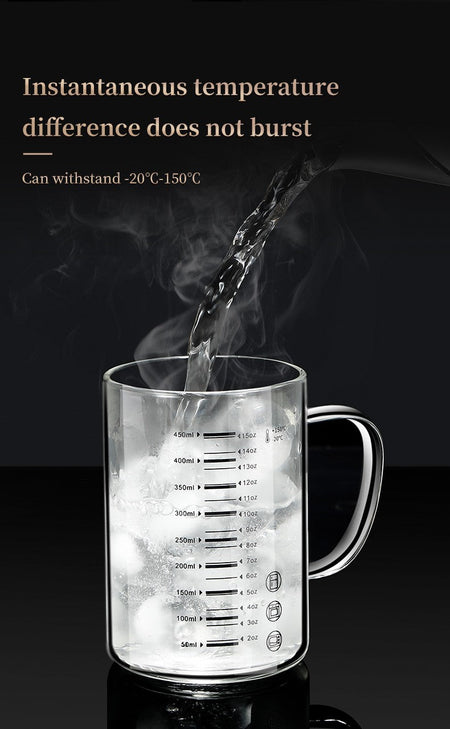 Y-244 Milk Cup Caffeine Beaker Mug Graduated Beaker With Handle Borosilicate Glass Multi-Function Food Grade Measuring Cups
