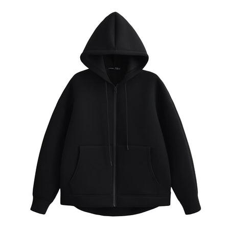 HH Autumn Winter Women's Zipper Hoodie Coat High Street Double Pockets Oversize Jakcet Loose Sweatshirts Outerwear Top