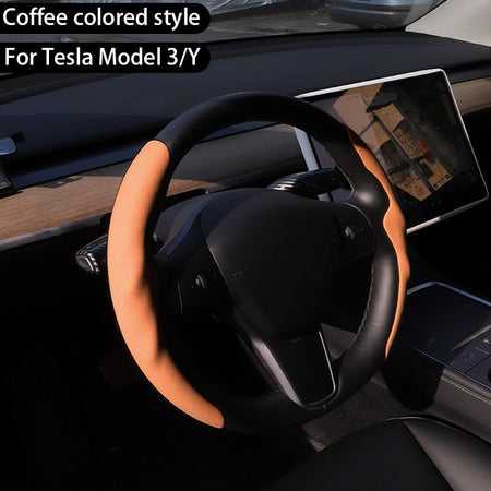 For Tesla Model Y Juniper 2025+ Steering Wheel Cover All Season Universal Deer Suede Sports Steering Wheel Cover