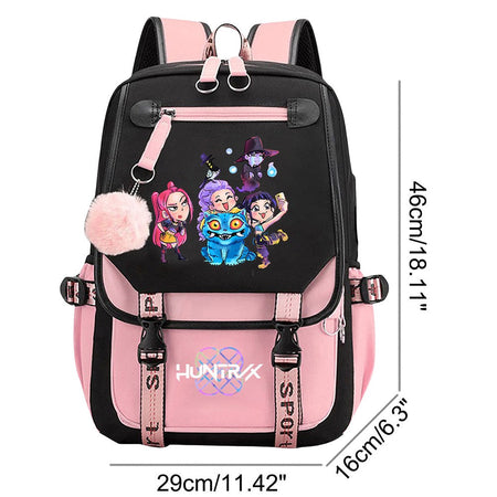 KPop Anime Movie Backpack for Demon Hunters Teenager Kawaii School Bookbag USB Charging Large Capacity Travel Slayer Rucksack