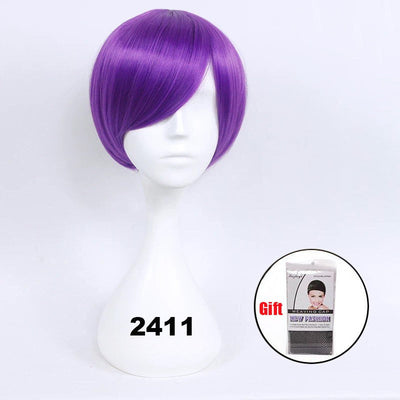 Snoya 30cm synthetic short Wig purple blue red yellow high temperature fiber Wig Costume Party Cosplay Wig 23 colors