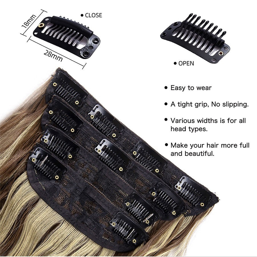 4Pcs/Set 20Inch Synthetic Hair Clip In Long Wavy Thick Hairpieces For Women Full Head Synthetic extenciones para el cabello