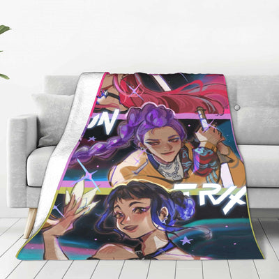 kpop Demon Hunters Huntrix Golden Blanket  Warm Graphic Plush Throw Blanket For Girls Boys Living Room Flannel Bedspread Cover