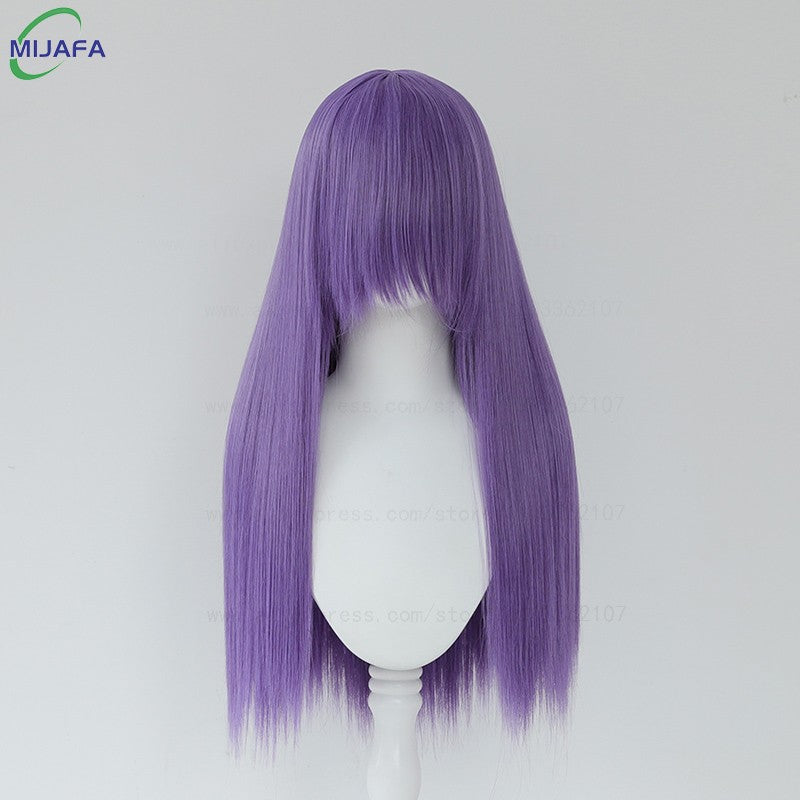 Very High Quality 400g 48 Colors 24Inch 60cm Long Straight Cosplay Wig With Bangs Heat Resistant Hair Anime Wigs + Wig Cap