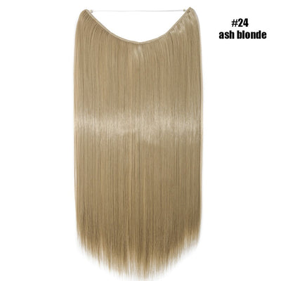 BENEHAIR Synthetic Invisible Wire No Clips In Hair Extensions Secret Fish Line Hairpieces Hair Extensions Fake Hair For Women