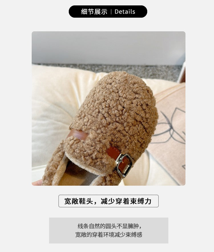 Winter Children's Shoes 2025 New Girls Fluffy Cotton Shoes Soft Bottom Non-slip Kids Fashion Simple Plush Shoes Trend Versatile