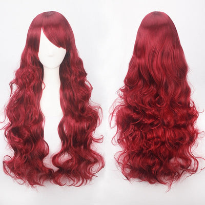 European and American style cos color anime wig, with foreign trade buckle net, universal, 80CM long, curly Synthetic fiber wig