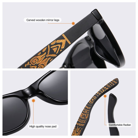 GM Brand Wooden Bamboo Polarized Men's Sunglasses Oval Frame Sun glasses Women Sun glass S5097es Male Oculos de sol Masculino
