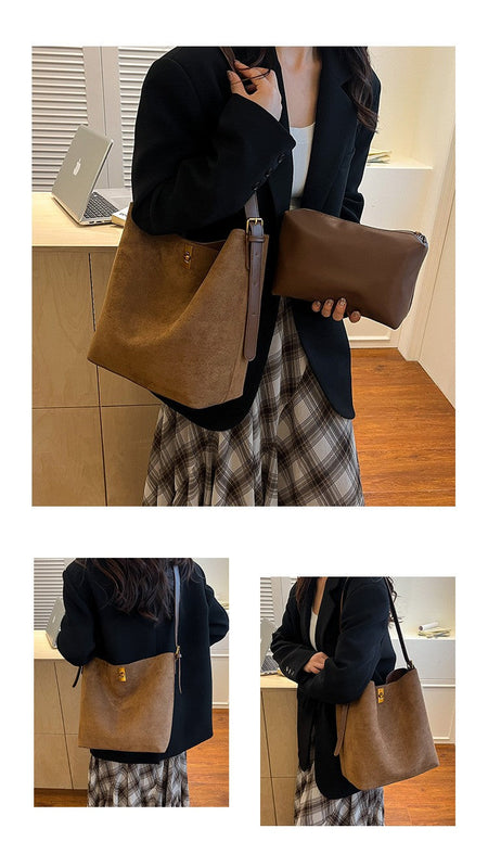 Shoulder Bags Bucket Bag Retro Suede Fur Women Tote Bag New Style Versatile Shoulder & Crossbody Bag 2025