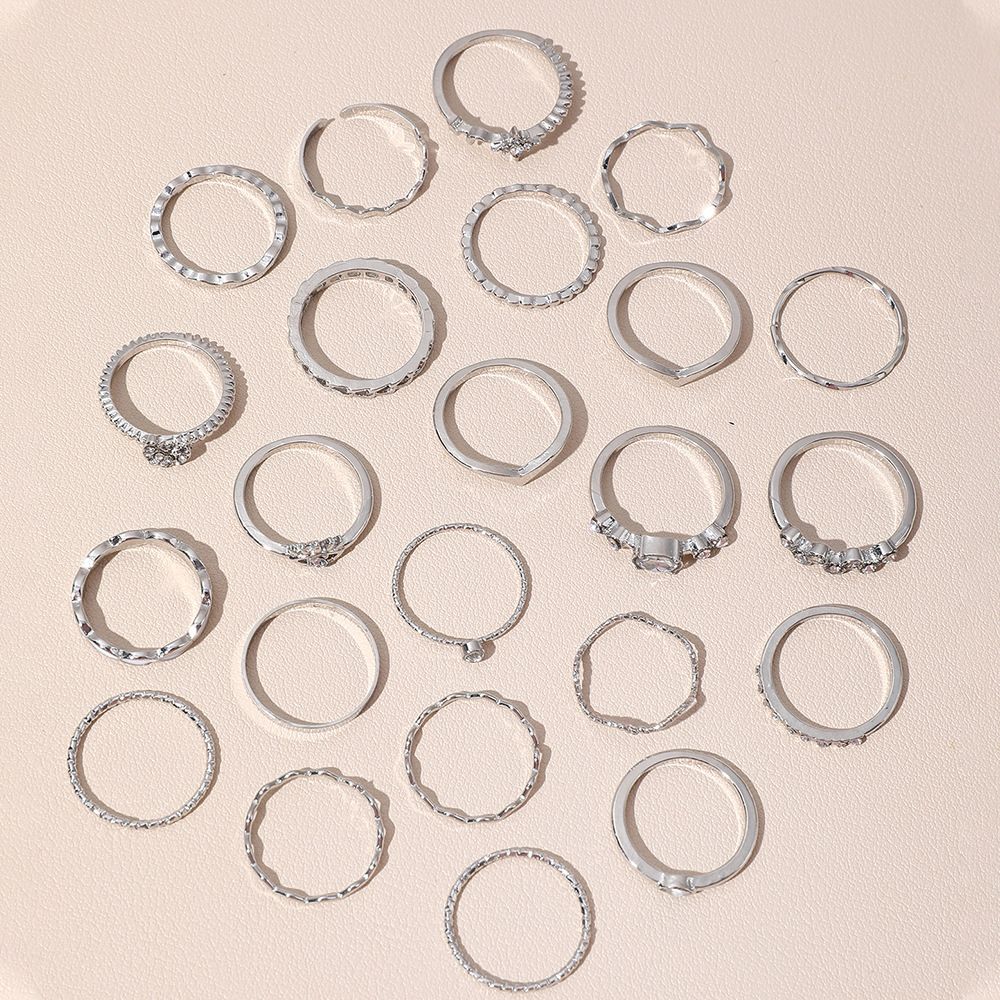 23Pcs Fashion Knuckle Rings Set For Women Crystal Star Moon Eye Wave Gold Silver Color Rings Female Trendy Party Jewelry Gift