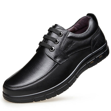 Hot Sale Men Genuine Leather Casual Shoes Soft Sole Lace-up Luxury Brand Middle-aged Old Man Dad Lightweight Loafers Shoes