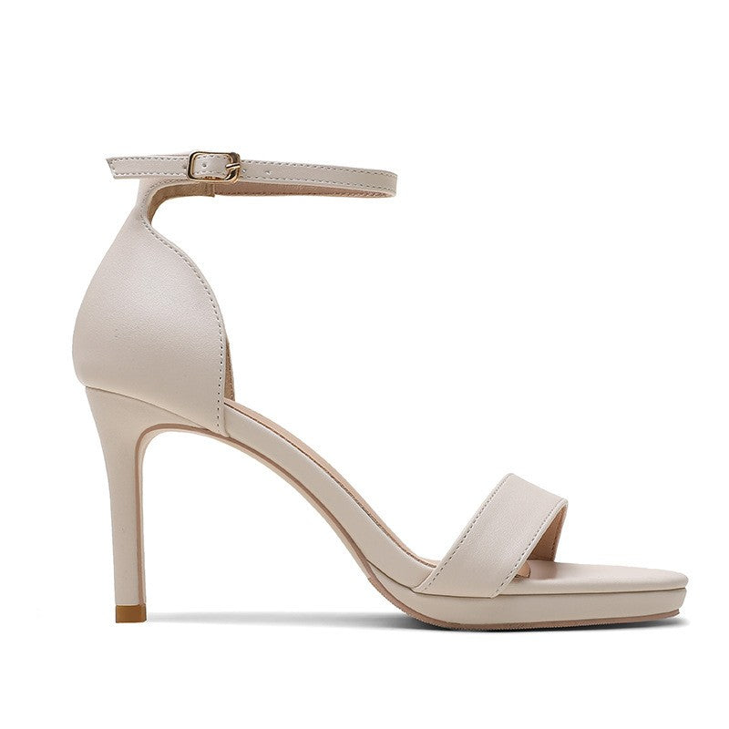 Summer Women's Sandals Solid Color Simple Fashion Buckle Comfortable Casual Sandals Shoes Sexy Elegant Banquet Party High Heels