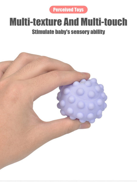 6 PCS Baby Sensory Toys Balls Baby Bath Play Water Bathroom Soft Toys Ball Can Make a Sound Soft Rubber Ball