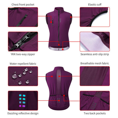 WOSAWE Mens Cycling Windproof Jacket Ultralight Windbreaker MTB Road Bike Vest Water Resistant Long Jersey with 2 way YKK zipper