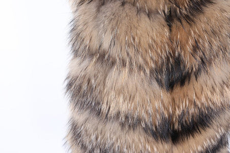 Maomaokong Natural Raccoon Real Fur Coat Ladies Waistcoat Fur Mid-length Winter Warm Real Fur Coat Luxury Women coat Top Vest