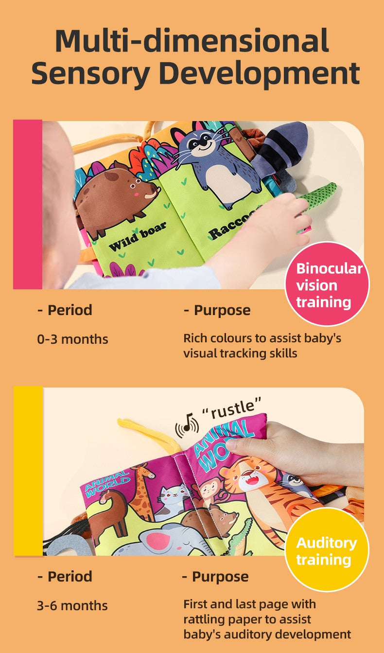 Baby Cloth Book Baby Toys 0-3 Year Old Infant Early Education Toys 6 Pages Cloth Book