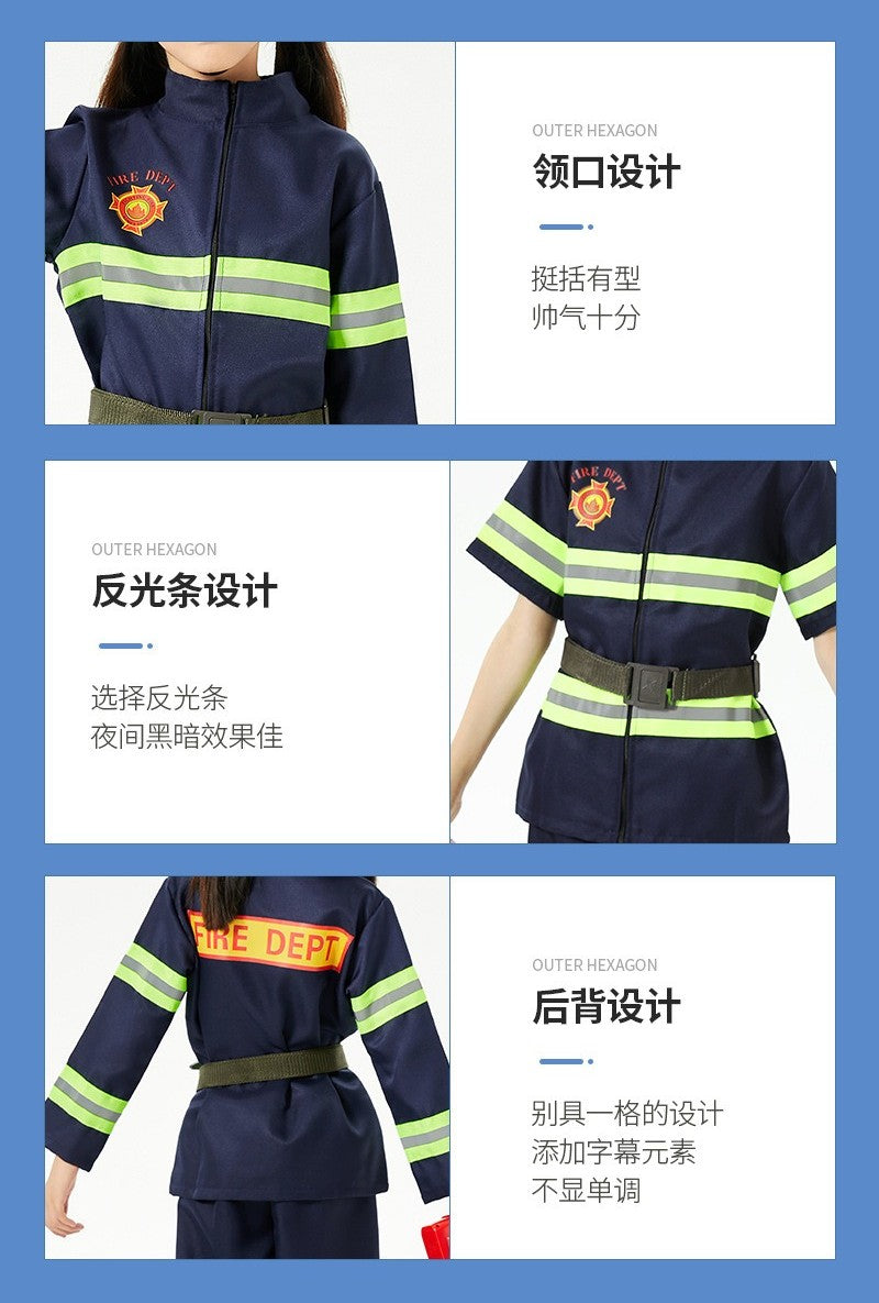 Children's Firefighter Performance Costume Kids Sets Boys and Girls Cosplay Fireman Clothes Festival Stage Show Clothes