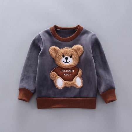Autumn Winter Baby Boys Clothes Sets Thick Fleece Cartoon Bear Jacket Vest Pants 3Pcs Cotton Sport Suit For Girls Warm Outfits