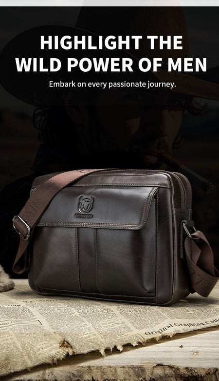 BULLCAPTAIN Genuine Leather Men's Crossbody Bag Large Capacity Casual Multifunctional Handbag A Fashion Business Briefcase