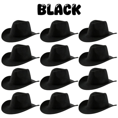 4-24Pcs Western Cowboy Hat for Men Women Adjustable Felt Cowgirl Hats Wide Brim Fedoras Hat for Adult Bachelor Party Costume