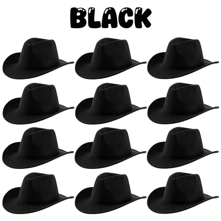 4-24Pcs Western Cowboy Hat for Men Women Adjustable Felt Cowgirl Hats Wide Brim Fedoras Hat for Adult Bachelor Party Costume