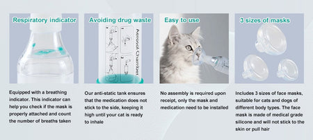 Cat Aerosol Chamber Pet Dog Portable Inhaler Spacer With Breathing Indicator Silicone Mask For Veterinary Equipment Vet Clinic