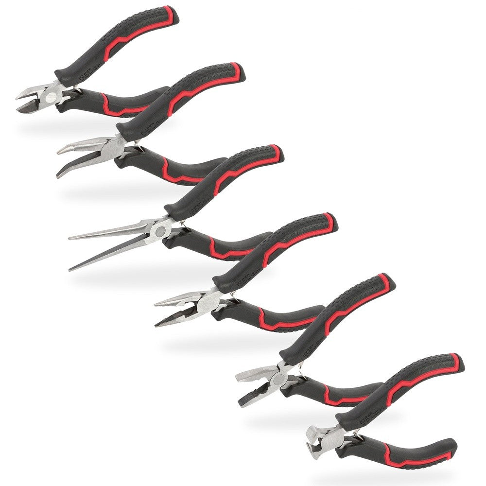 6-Piece Mini Pliers Set Precision Machined Spring Loaded Grip Ideal Jewelry Making Crafting DIY Projects Durable Steel Tools