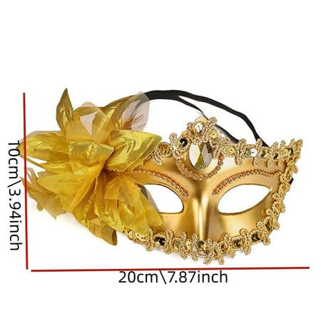 Luxury Flower Rhinestone Masquerade Mask, Elegant Venetian Half Face Mask for Women Halloween Party, Wedding and Themed Events
