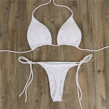 Pink Swimsuit Bikini Women Solid Color Sexy High Leg Thong Swimwear Bikinis 2022 New Female 2 Piece Bathing Suit Beachwear
