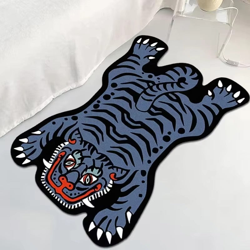 VIKAMA Domineering Tiger Carpet Personality Shaped Doormat Rug For Bedroom Living Room Floor Mat Machine Washable Home Decoratio