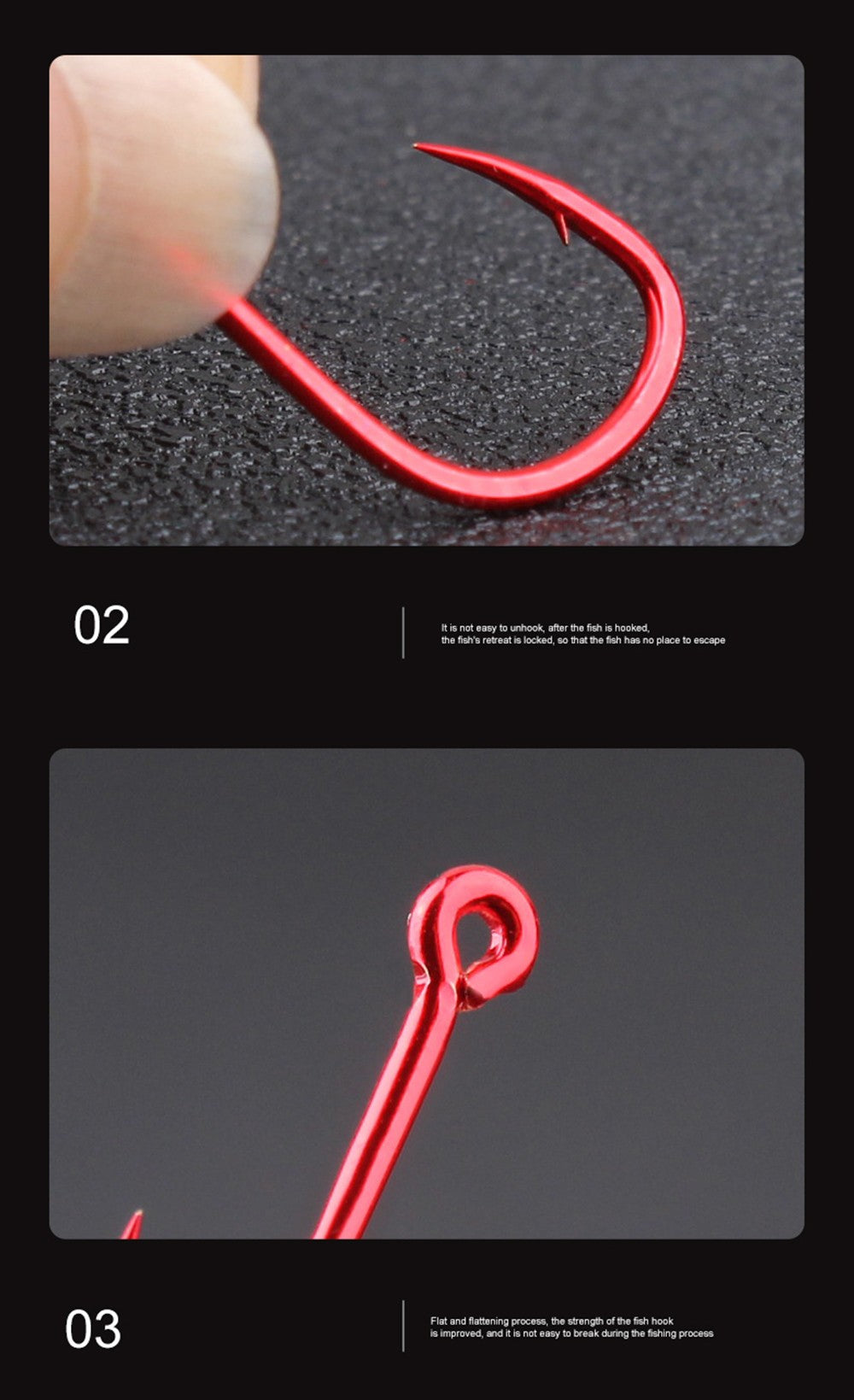 FTK 50-100pcs Gold Fishing Hook High Carbon Steel 1#-12# Barbed Hook With Ringed EYE Red Fishhooks for Carp Fishing Tackle