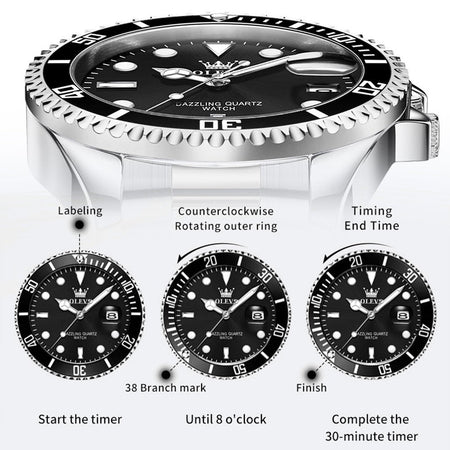 OLEVS Men's Watches Trend Luxury Fine Steel Strap Big Date Original Brand Quartz Wristwatch for Man Waterproof Luminous 5885 New