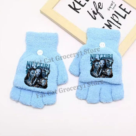 Avatar Fire and Ash Gloves Disneys Boy Winter Flip Cover Mittens Kids Outdoors Warm Cute Glove Children Clothes Accessories Gift