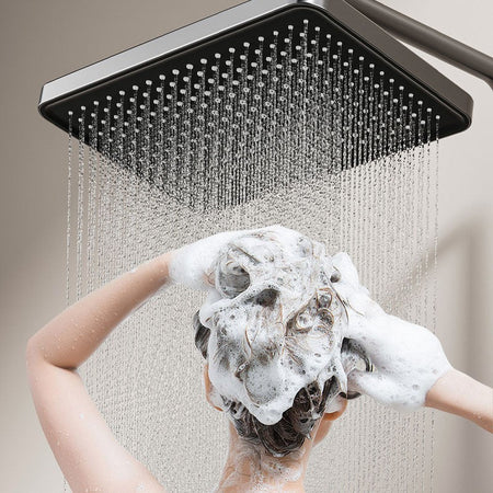 Multifunction Bathroom Shower System Set Hot and Cold Water Household Rotary Knob Pressurize Aluminum Gunmetal Gray Shower Set