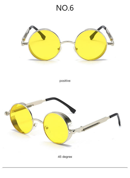 Metal Steampunk Sunglasses Men Women Fashion Round Glasses Brand Designer Vintage Sun Glasses High Quality Oculos de sol UV400