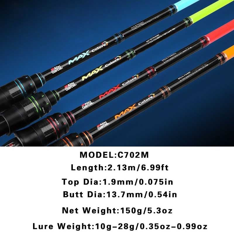 Original Abu garcia Rainbow Fishing Rod 4 colors 2 parts Lure Fishing Rod