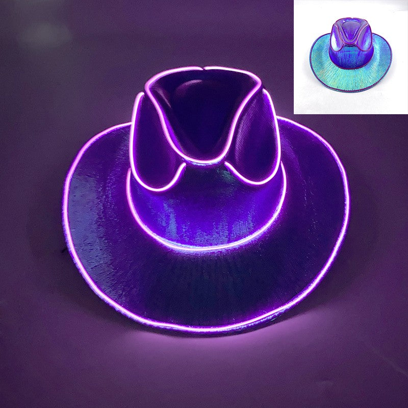 Wireless LED Western Cowboy Hat Light Up Cowboy Hat Disco Bride Pink Cowgirl Hat Concert NightClub Wedding Costumes Accessories
