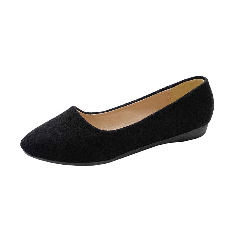 Plus Size 35-42 Women Flats Slip on Candy Color Woman Boat Shoes Black  Faux Suede Ladies Ballet Flats