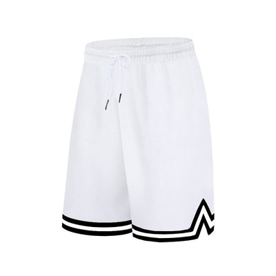 Knee Length Basketball Shorts Men Striped Loose Running Sport Gym Dry Fit Mesh Breathable Fitness Training Workout Bottom Male