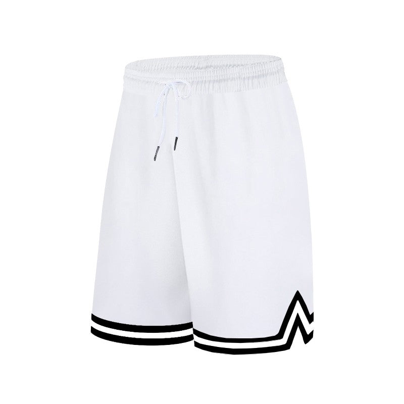 Knee Length Basketball Shorts Men Striped Loose Running Sport Gym Dry Fit Mesh Breathable Fitness Training Workout Bottom Male