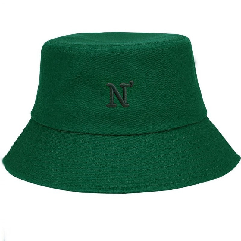 N Letter Cotton Bucket Hat for Men Women Adjustable Simple Style Fishing Cap Soft Sun Protection Outdoor Casual Daily Hat Gift