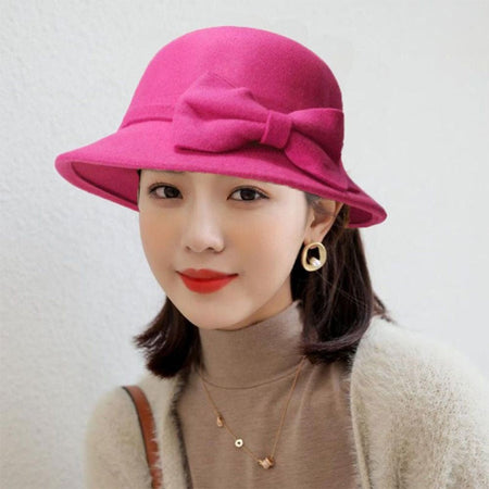 Elegant Brim Bowler Fedora Hats Church Bowler Cloche Hats Women Vintage Retro Hat Autumn Winter Warm Hat Wool Felt Bucket Cap