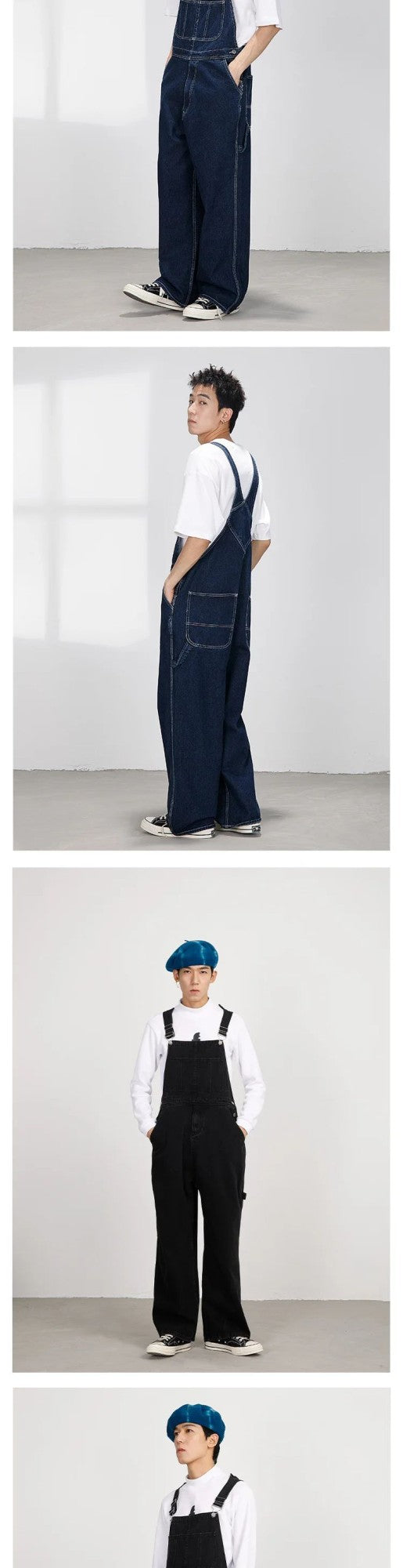 Retro Japanese Style Overalls Casual Straight Leg Workwear Jeans American Streetwear Couples Denim Overalls Loose Fit Men's Jean