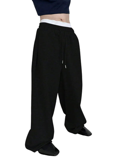 2025 wide leg sweatpants men's sweatpants waist drawstring straight leg loose pants straight leg sports pants
