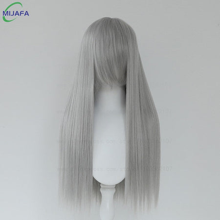 Very High Quality 400g 48 Colors 24Inch 60cm Long Straight Cosplay Wig With Bangs Heat Resistant Hair Anime Wigs + Wig Cap