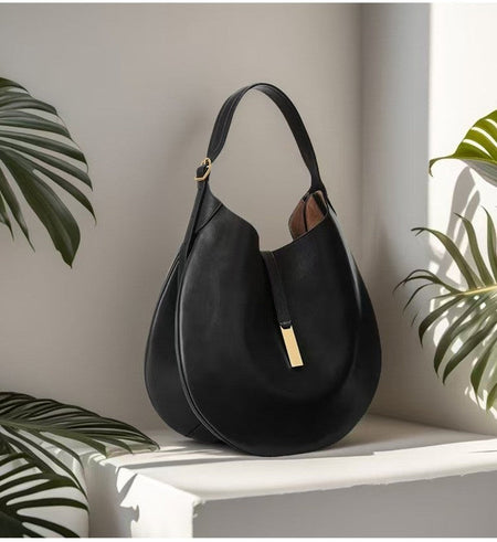 New Fashionable Women's Underarm Bag, Leather Riding Style Brown/Black Crossbody Bag Crescent Bag Travel Bag
