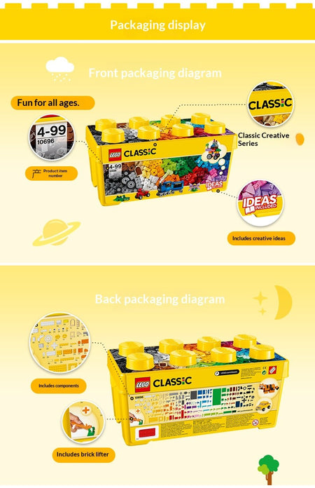 LEGO Classic Creative Series 10696 Classic Creative Medium Block Box 10714 Blue Bottom Assembled Toy Gift