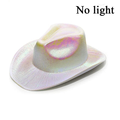 Wireless LED Western Cowboy Hat Light Up Cowboy Hat Disco Bride Pink Cowgirl Hat Concert NightClub Wedding Costumes Accessories